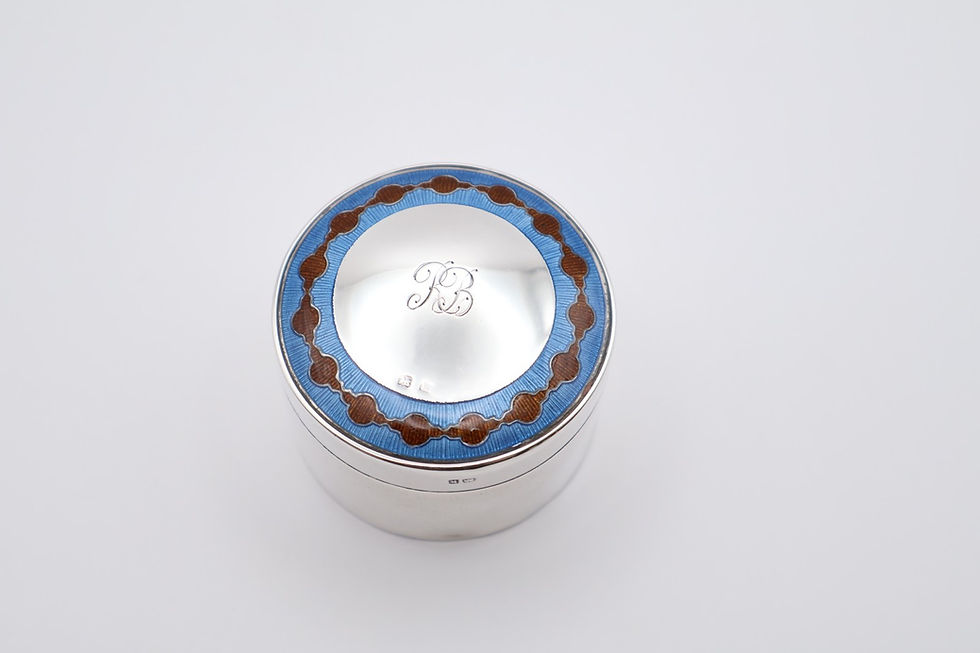 Thumbnail: Antique Silver Guilloche Enamel Trinket Box Hallmarked Birmingham 1909