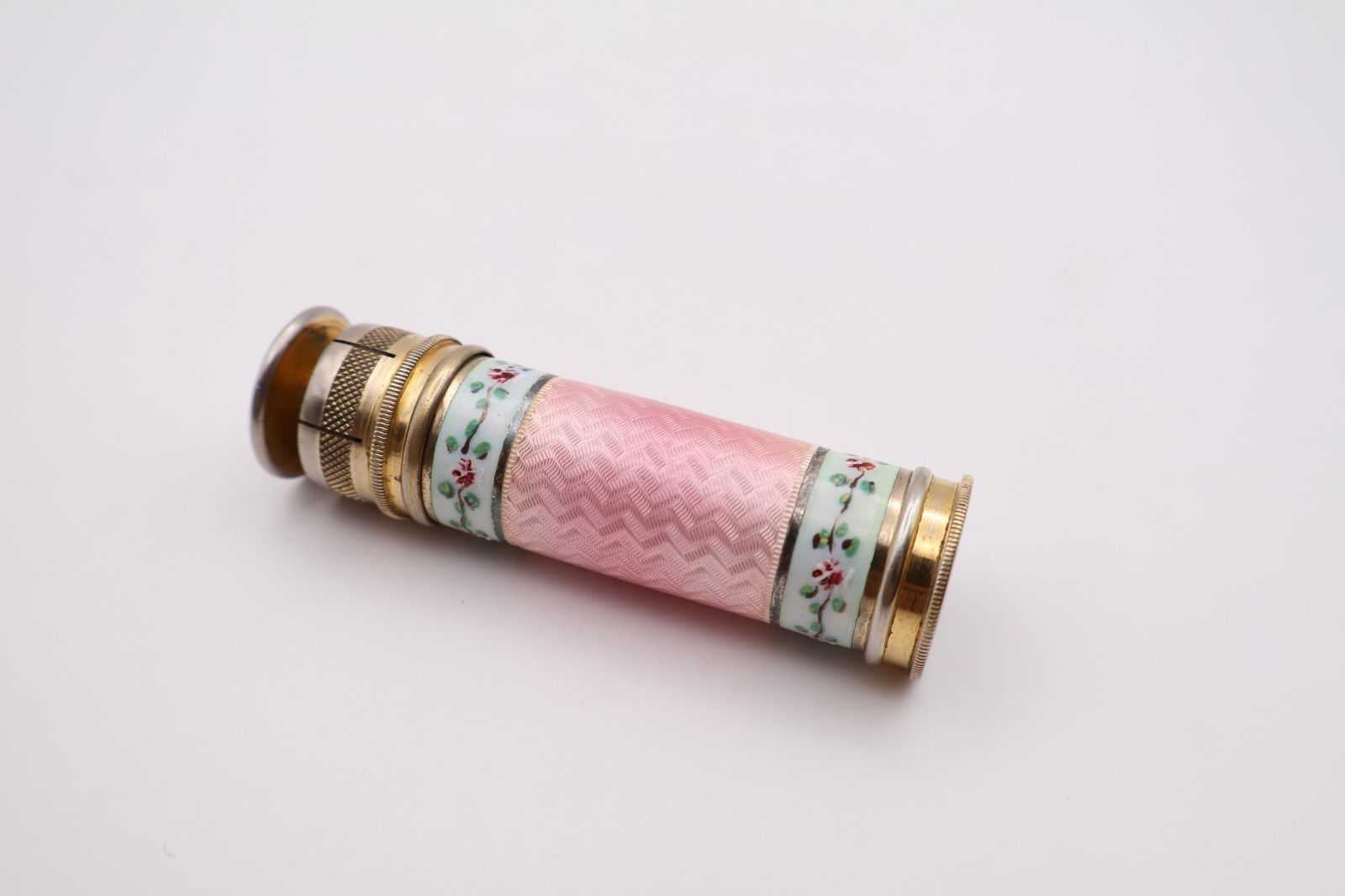 Quality Antique Silver Guilloche Enamel Cased Scent Bottle Atomiser Circa 1920