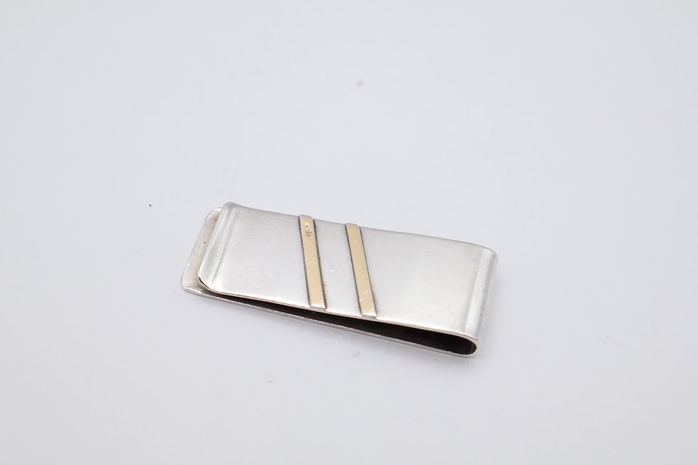 Thumbnail: Quality Vintage Silver with Gold Inlay Money Clip Stamped 925