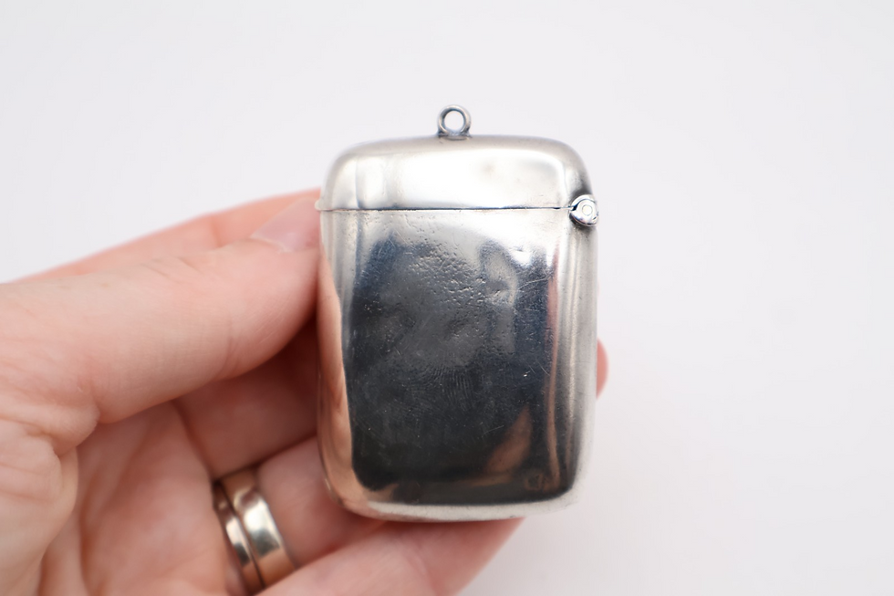 Thumbnail: Antique Sterling Silver Enamel Dog Vesta Hallmarked Chester 1901
