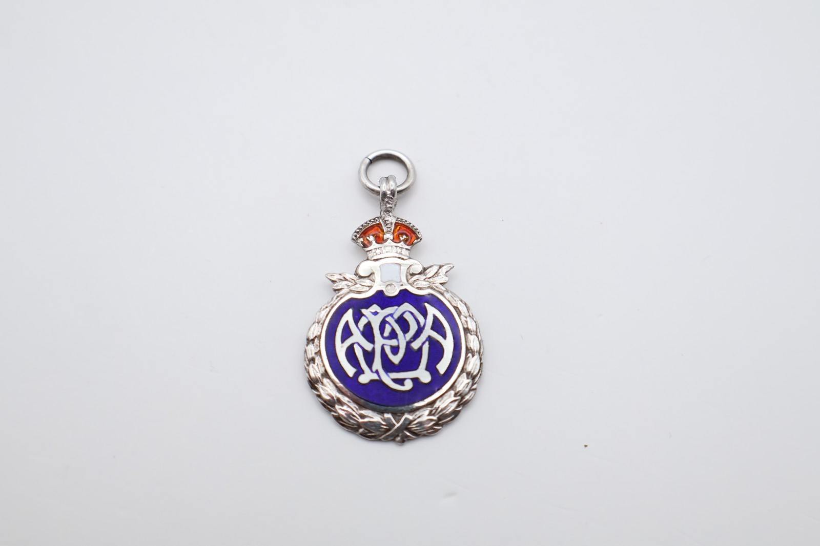 Vintage Sterling Silver Enamel Watch Fob Pendant Birmingham 1949