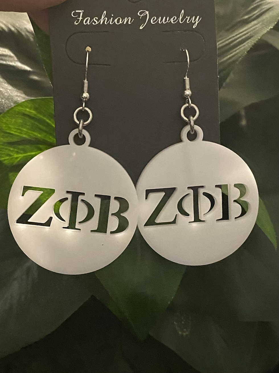 Zeta Cut Out White Acrylic Earrings 