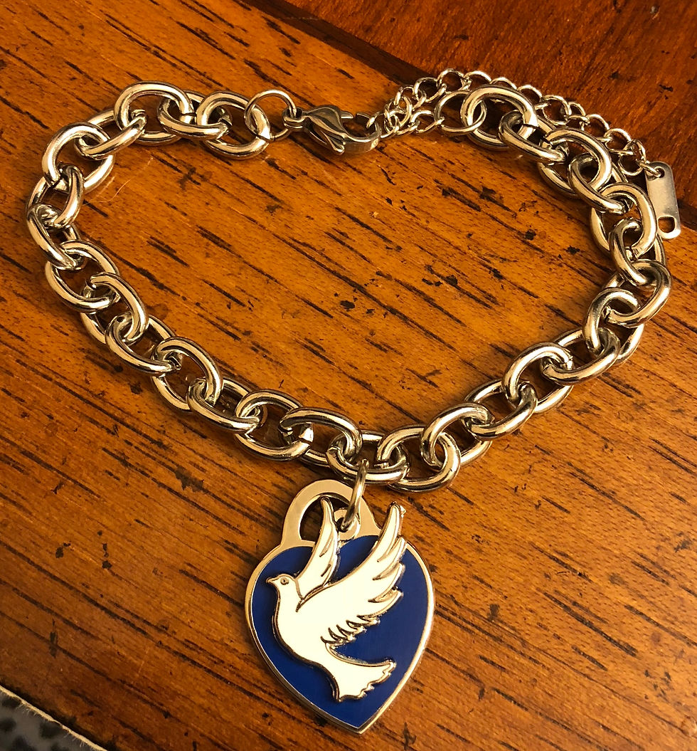 Thumbnail: Blue Heart and Dove Stainless Steel Bracelet