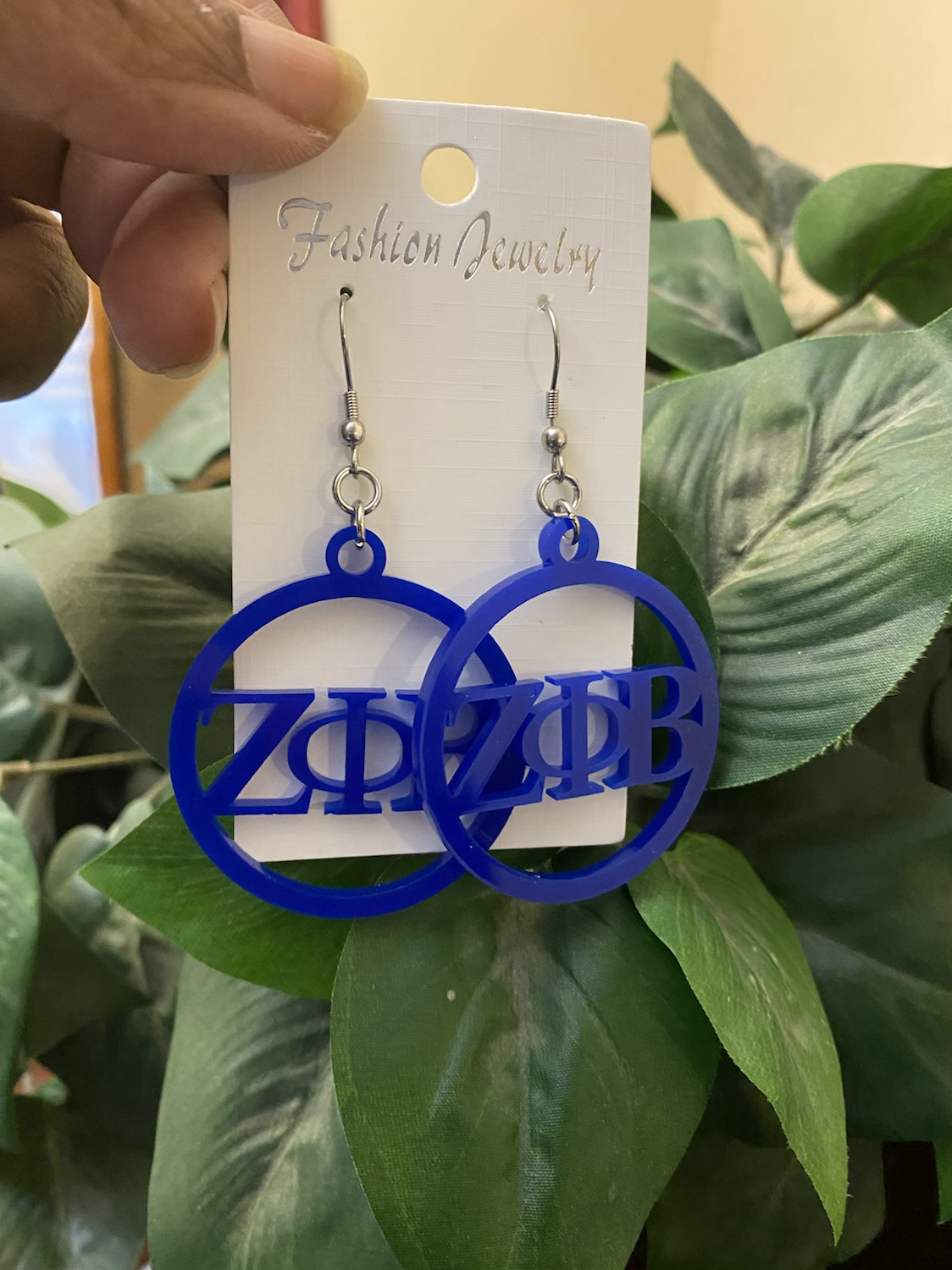 Zeta Phi Beta Royal Acrylic Earrings 