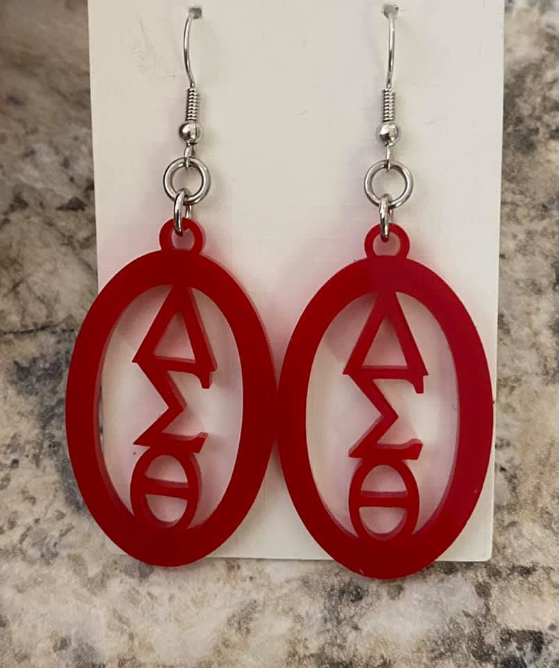Delta Red Acrylic Oval Earrings