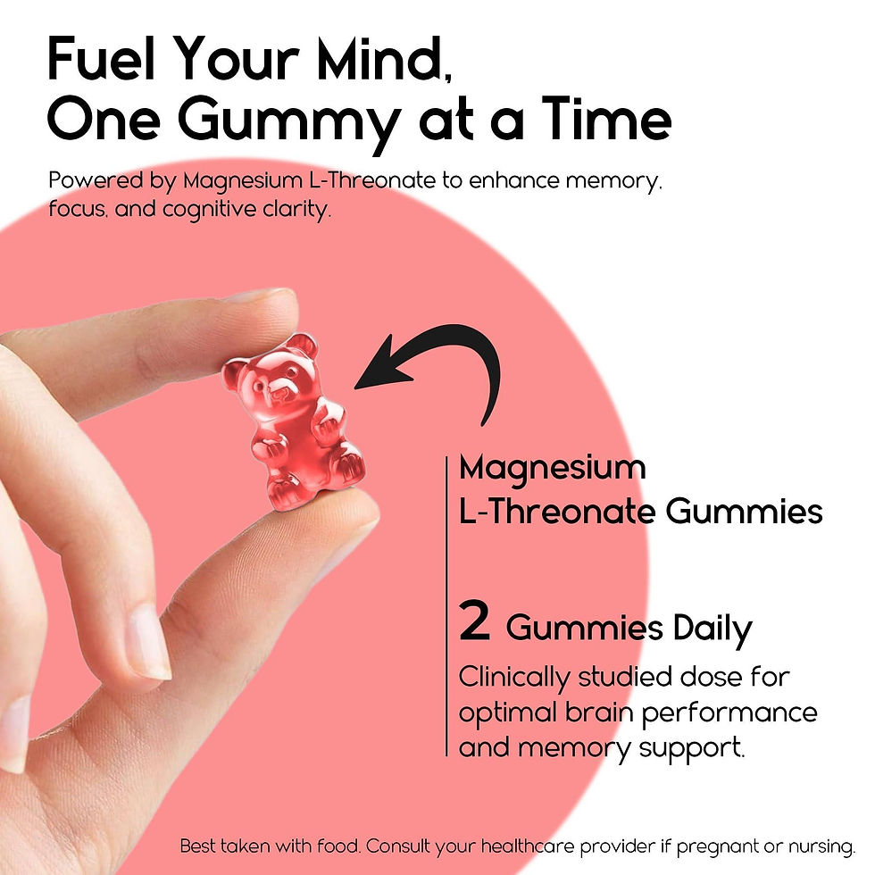 Thumbnail: Magnesium L Threonate Gummies for Adults Kids 2000mg Brain Supplements for Memor