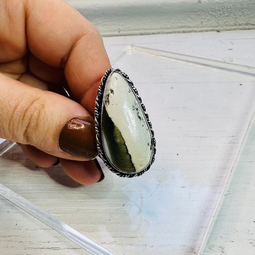 Agate | bague en cuivre plaqué argent .925