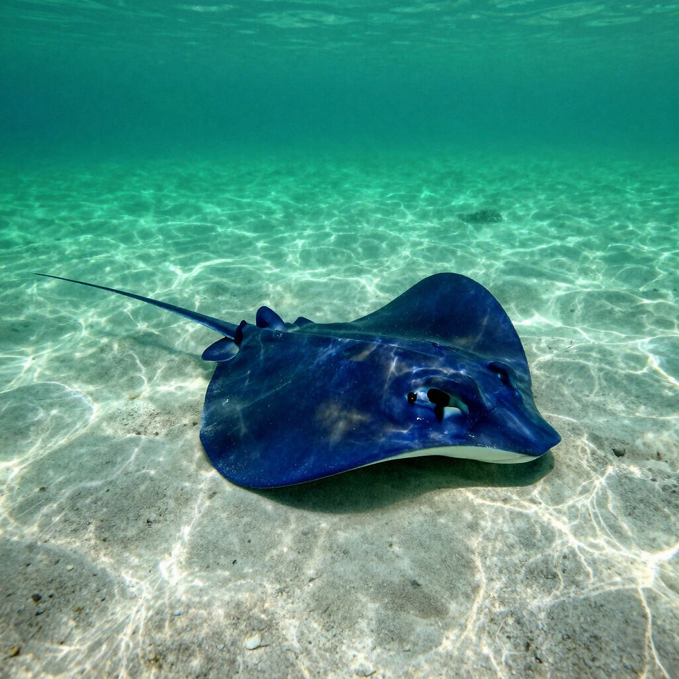 Stingray on sandy seafloor for Panama City Beach Marine Life Guide