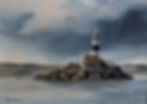 'East Maiden Lighthouse' watercolour painting by County Antrim artist Paul Holmes
