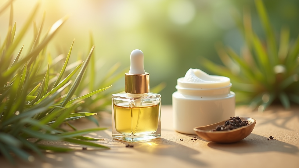 Close-up de cosméticos naturais em embalagem sustentável
