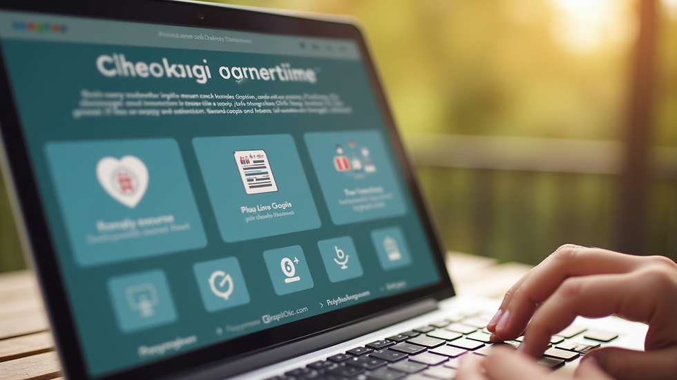 Close-up view of a laptop screen showing various insurance options