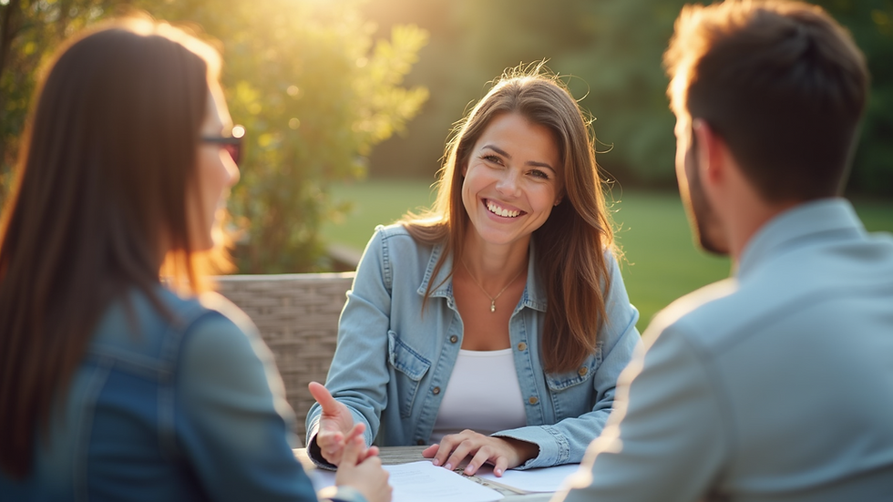 High angle view of a friendly insurance agent explaining policy details to a client
