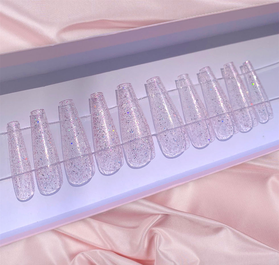 Clear Fairy Dust Nails Long Coffin Press On