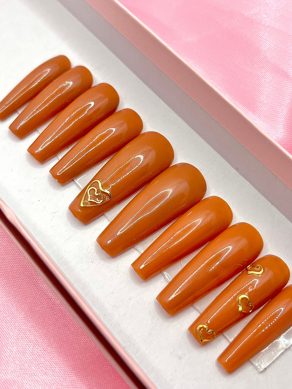 Caramel Long Coffin Press Ons Made to Order