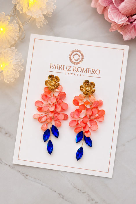 Aretes Pétalos Colors con pétalos de resina, flores enchapadas y cristales ovalados