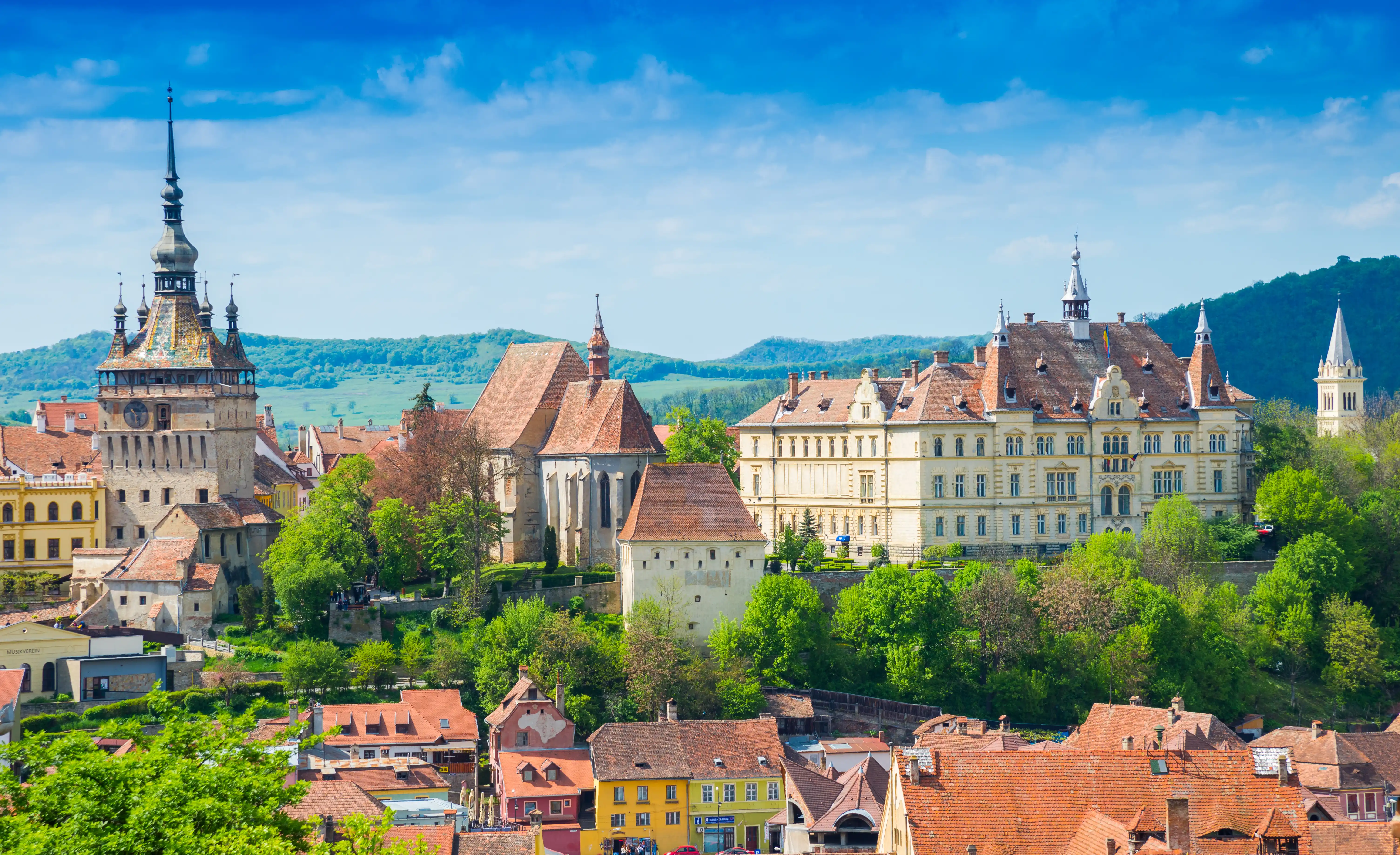 Beautiful cityscape over the medieval town of Sighisoara, Romania