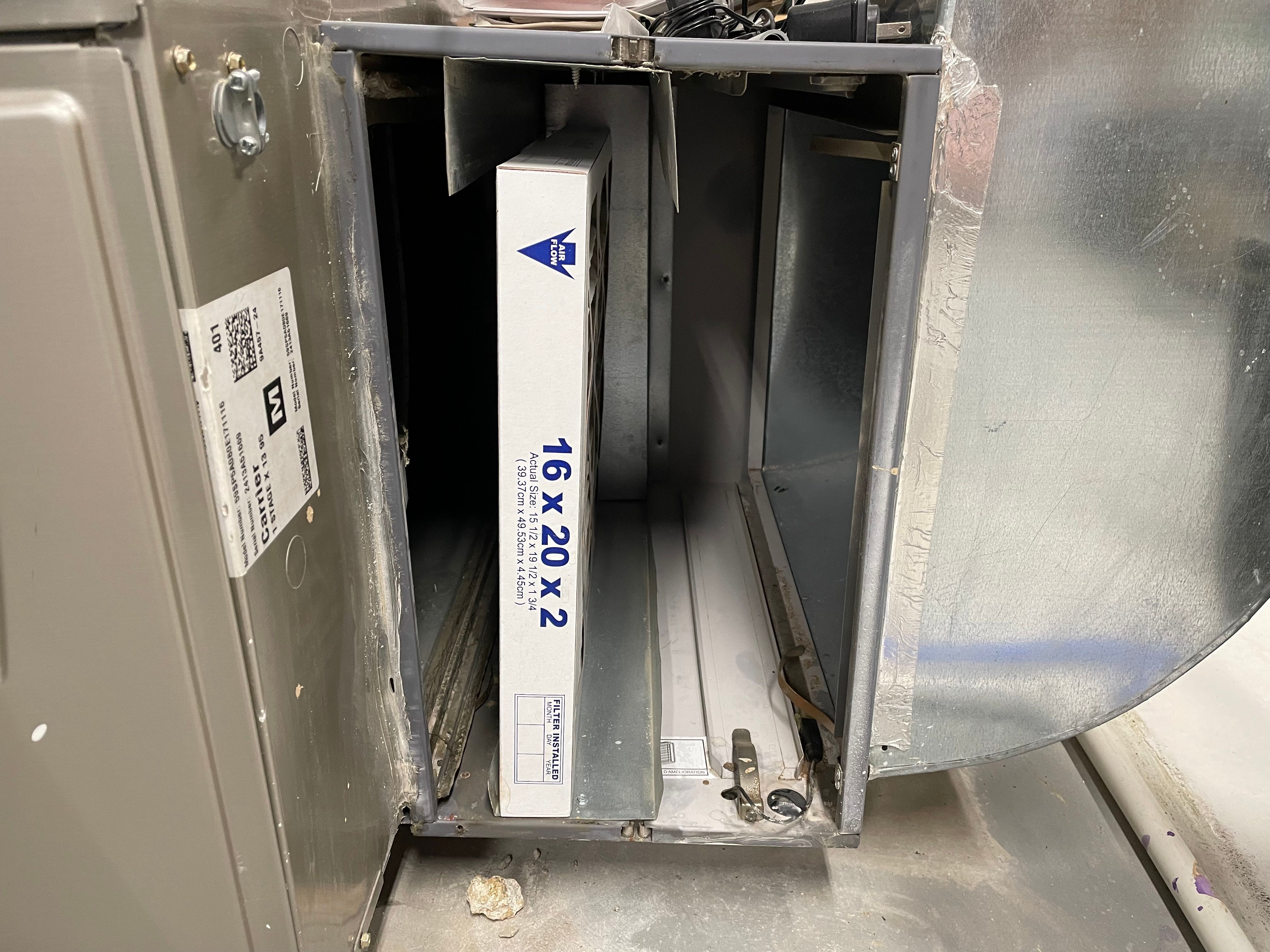 One inch filter is shown inside an HVAC unit that clearly has extra space to the side and does not take up the entire filter area. 