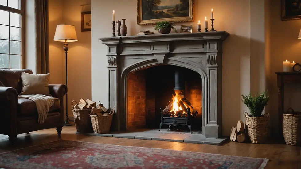 Close-up view of fireplace and chimney interior