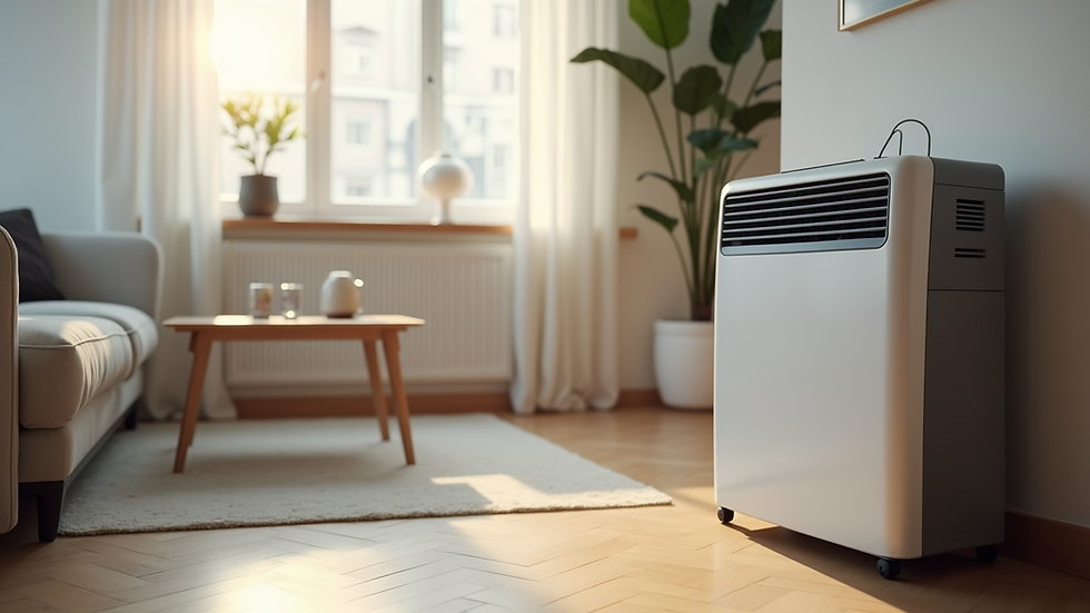 Eye-level view of a dehumidifier in a modern living space