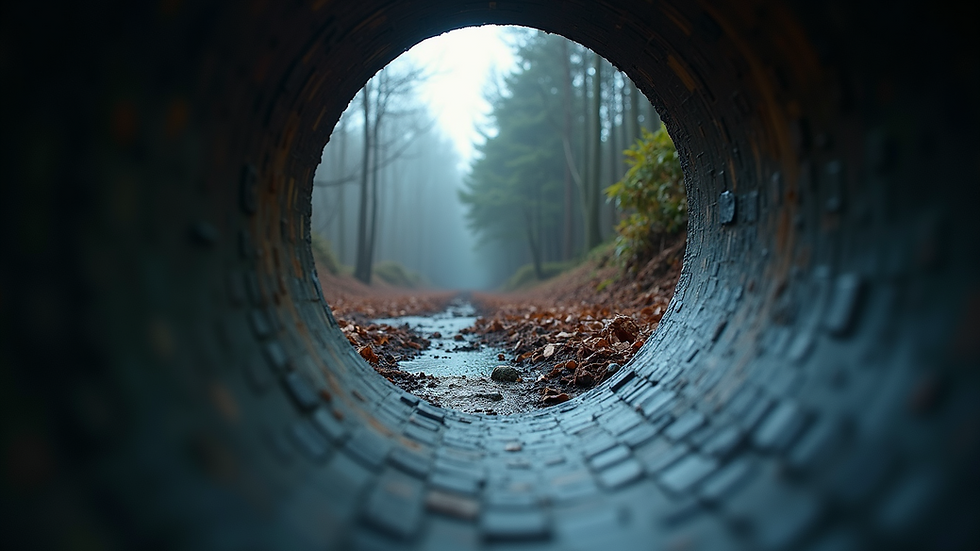 Close-up view of a sewer camera inside a pipe