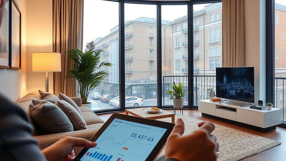 Agente immobiliare analizza dati di acquisizione su tablet in appartamento moderno a Milano