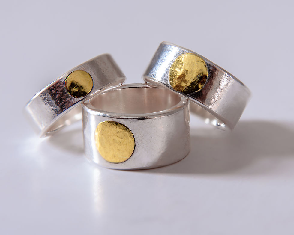 Thumbnail: 22K Gold Spot on Pure Silver Ring