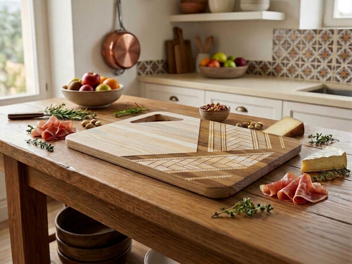 Tabla de madera con grabado para servir o picar 35x24cm