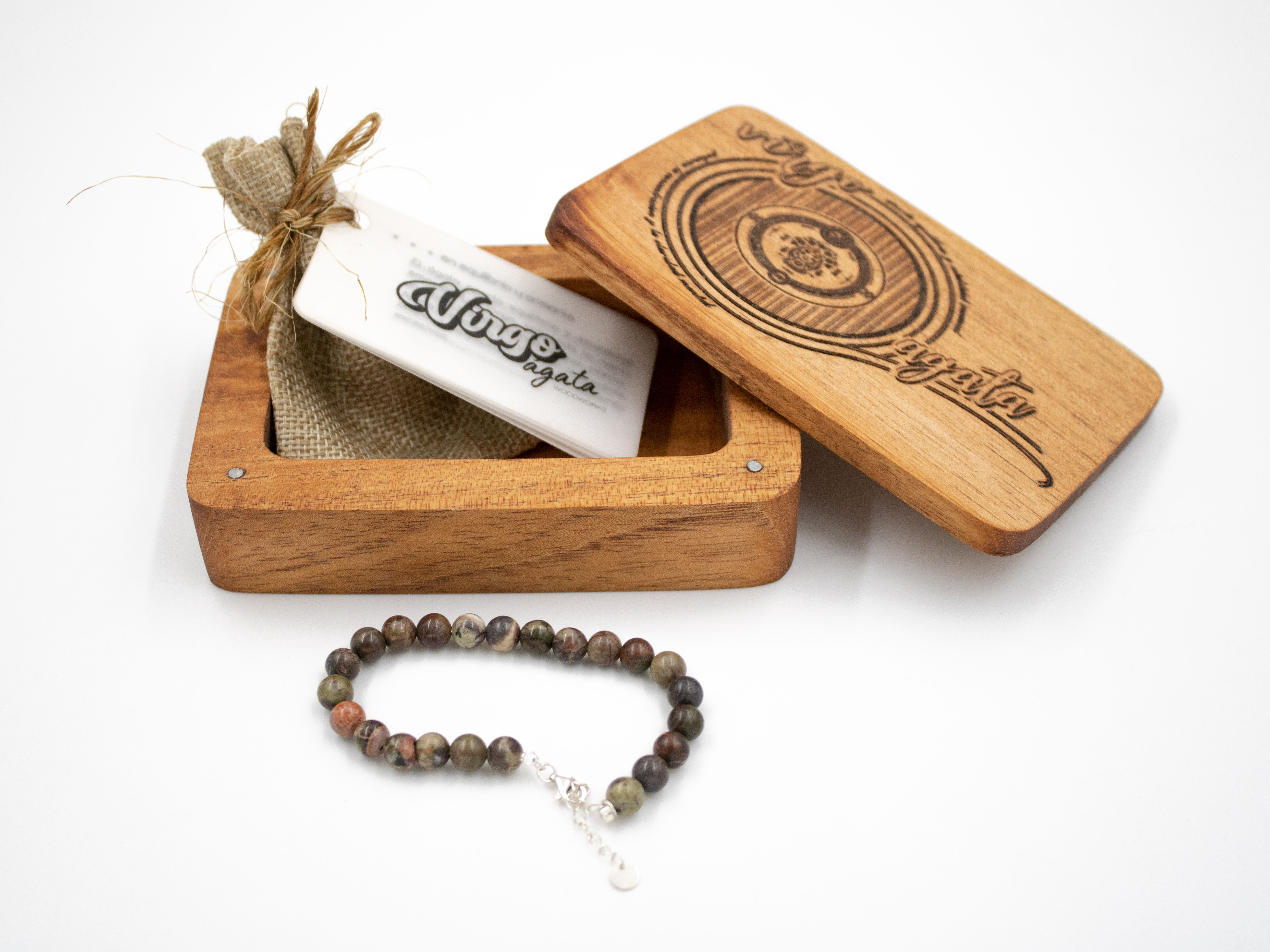 Pulsera de plata piedra preciosa ágata piedras de poder signo virgo