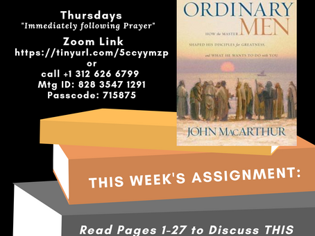 Join Us for the "12 Ordinary Men" Discussion-Study This Thurs. 3/2 8pm after prayer on Zoom!