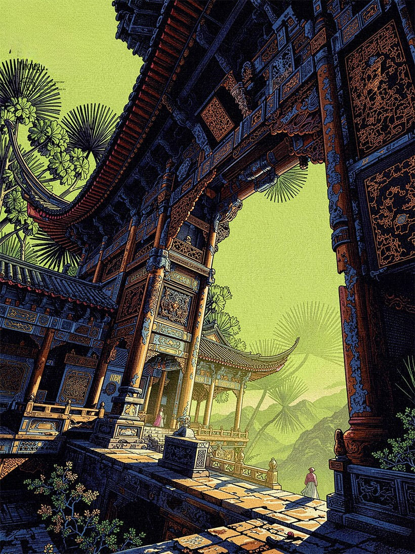 Traditional Chinese pavilion illustrating the relationship between architecture, landscape, and Feng Shui