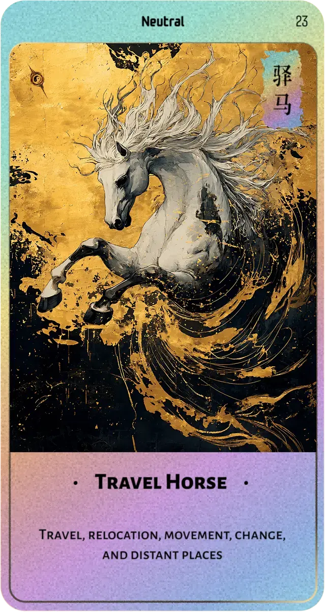 Traveling Horse Shen Sha symbolic artwork associated with movement and change