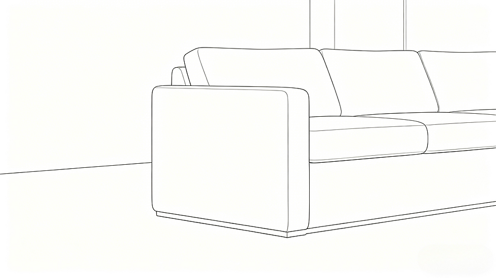 Minimal line drawing illustrating furniture and room placement in a Feng Shui home review