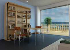 SmartBeds Matrimoniale Girevole Bookcase, desk and bed small