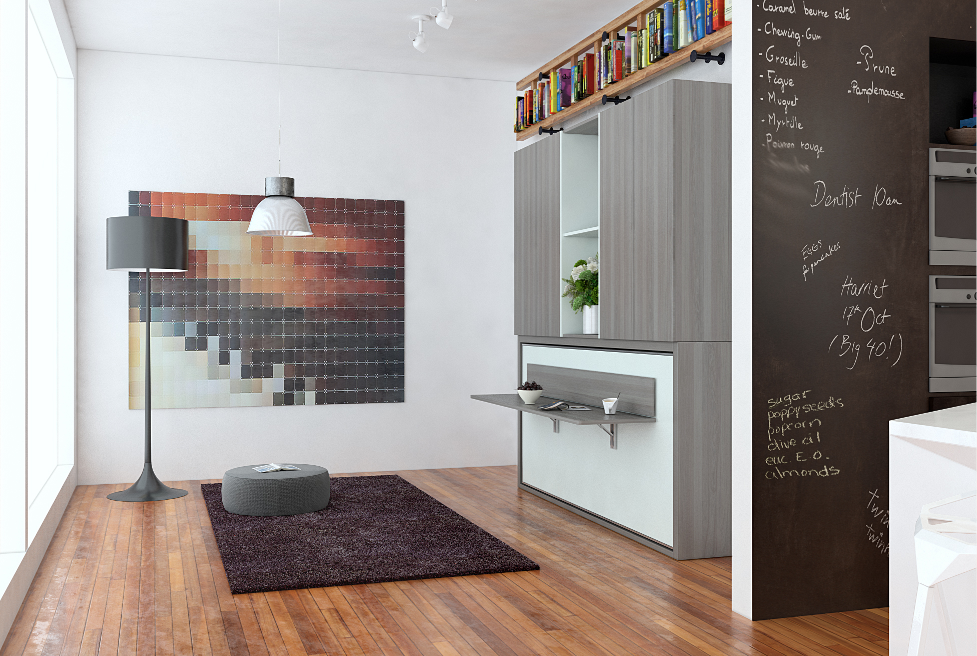 FLAT bed with foldaway desk