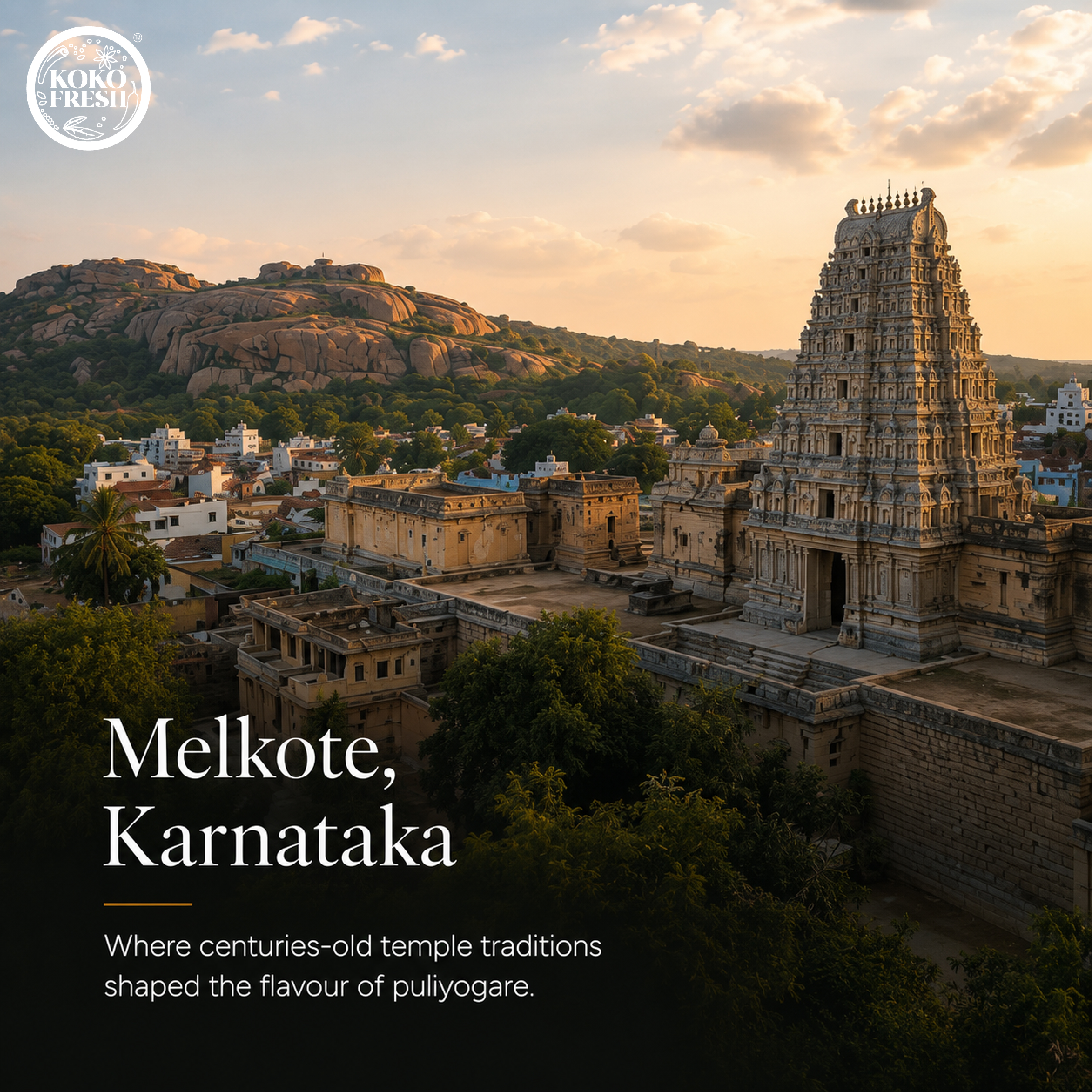 Picture of Melkote town and temple