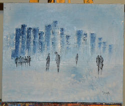 Personnages dans l'air glacial