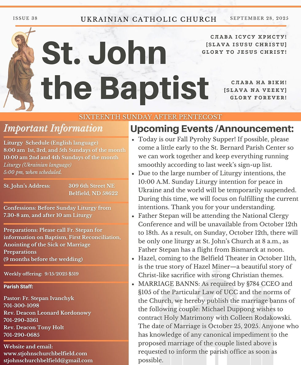 Church Bulletin - September 28, 2025