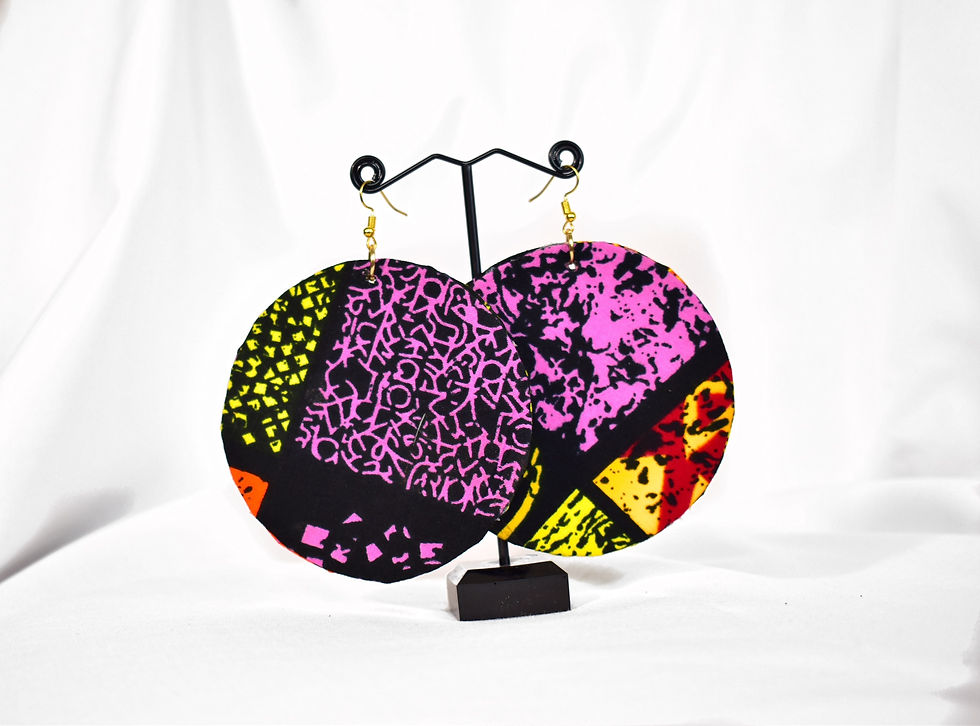Thumbnail: Flat Drop Ankara Earrings | African Print Earrings Canada