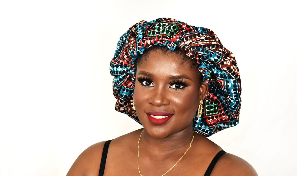 Thumbnail: Mide African Print Hair Bonnet (Blue)