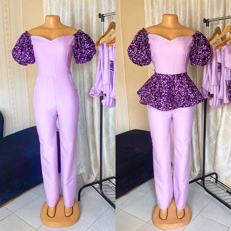Thumbnail: Dami African Print Jumpsuit with Ankara Peplum Belt | Purple