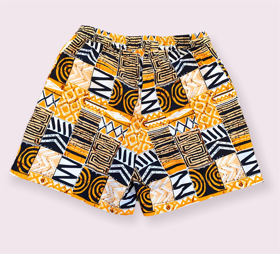 Thumbnail: Nene Tribal Print Shorts Yellow | African Print Shorts Canada