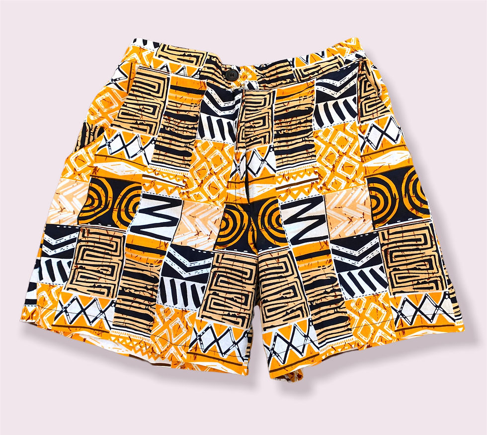 Thumbnail: Nene Tribal Print Shorts Yellow | African Print Shorts Canada