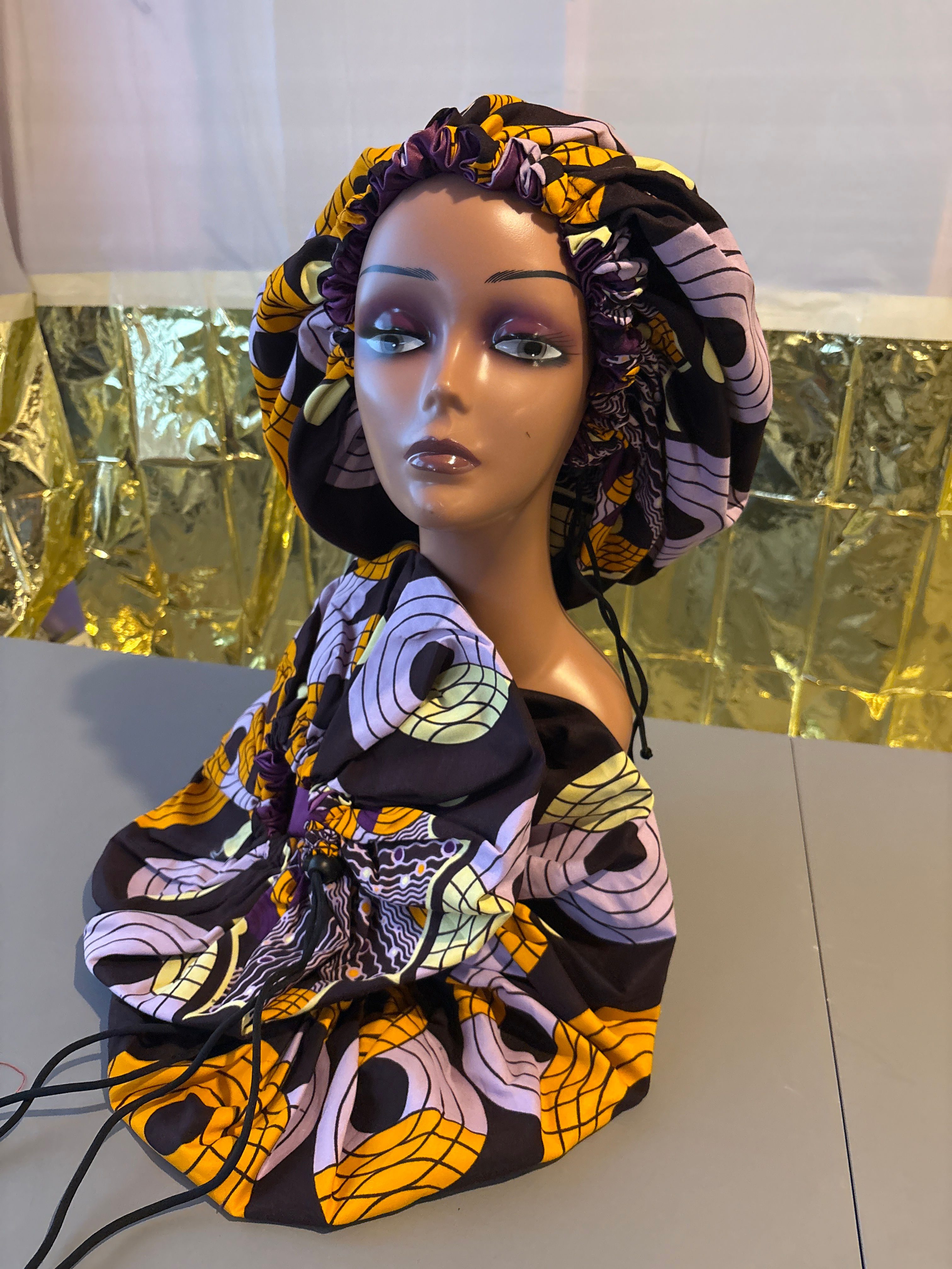 Ndole African Print Hair Bonnet | Satin Bonnet Canada