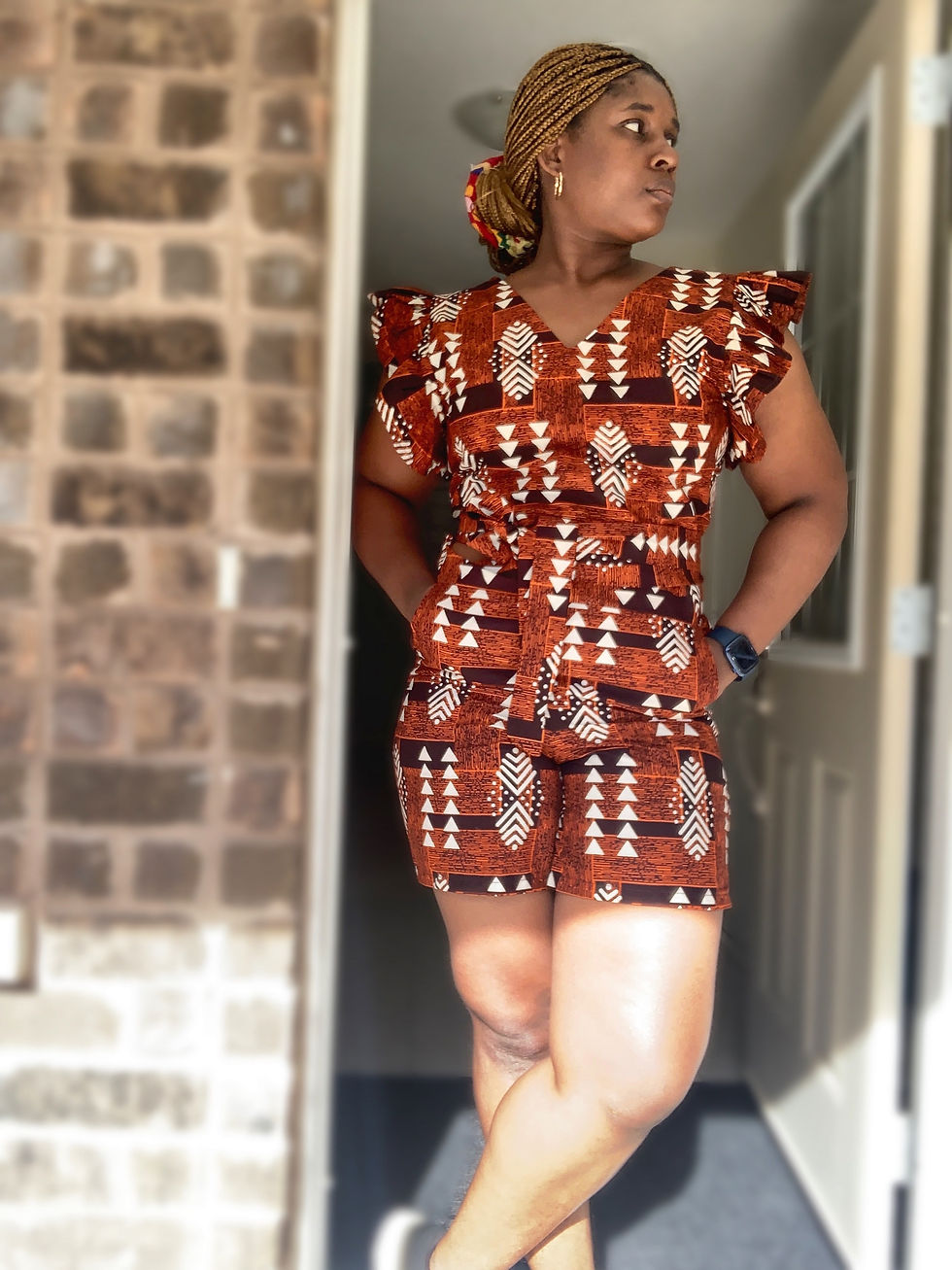 Thumbnail: Olanna Co-ord Ankara Set Reddish Brown | African Print Two-Piece Canada