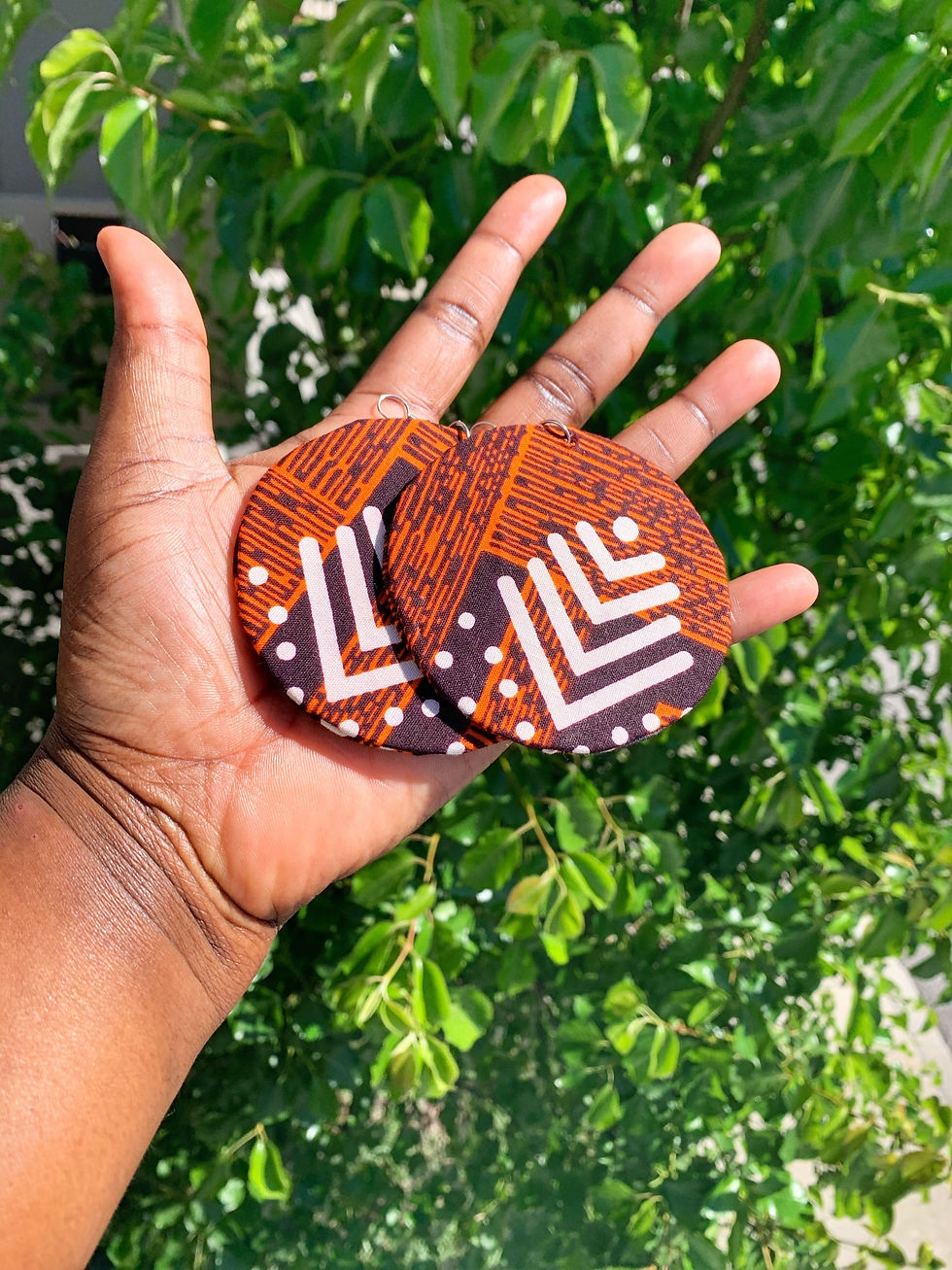 Thumbnail: Flat Drop Ankara Earrings | African Print Earrings Canada