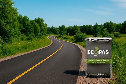 Rodovia pavimentada com asfalto ecológico ECOPAS em meio à natureza.
