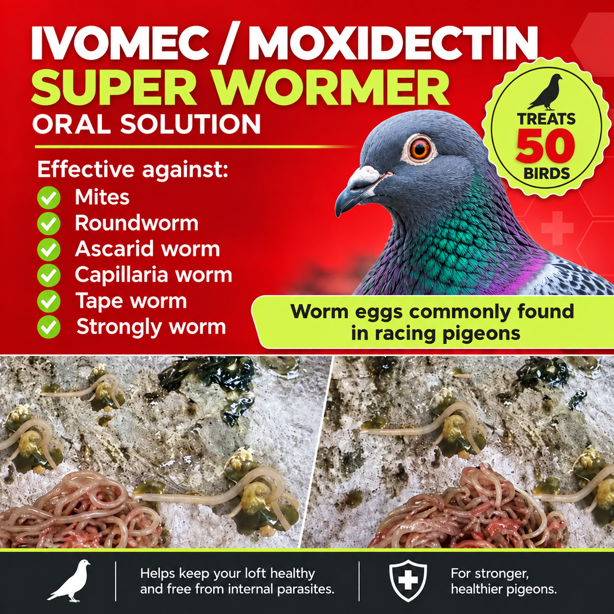 Wormer and Parasite Treatment. 50 birds - 100ml