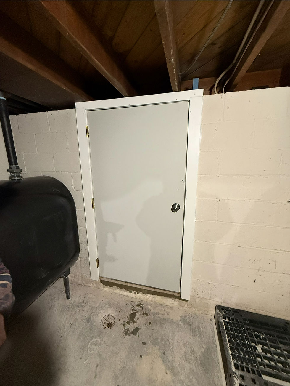Interior view of a Bilco cellar door replacement.