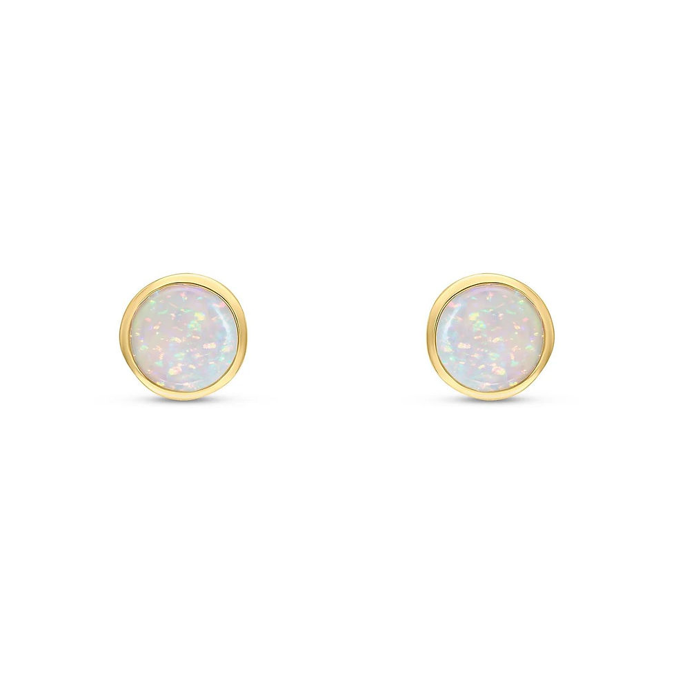 yellow gold opal stud earrings front view