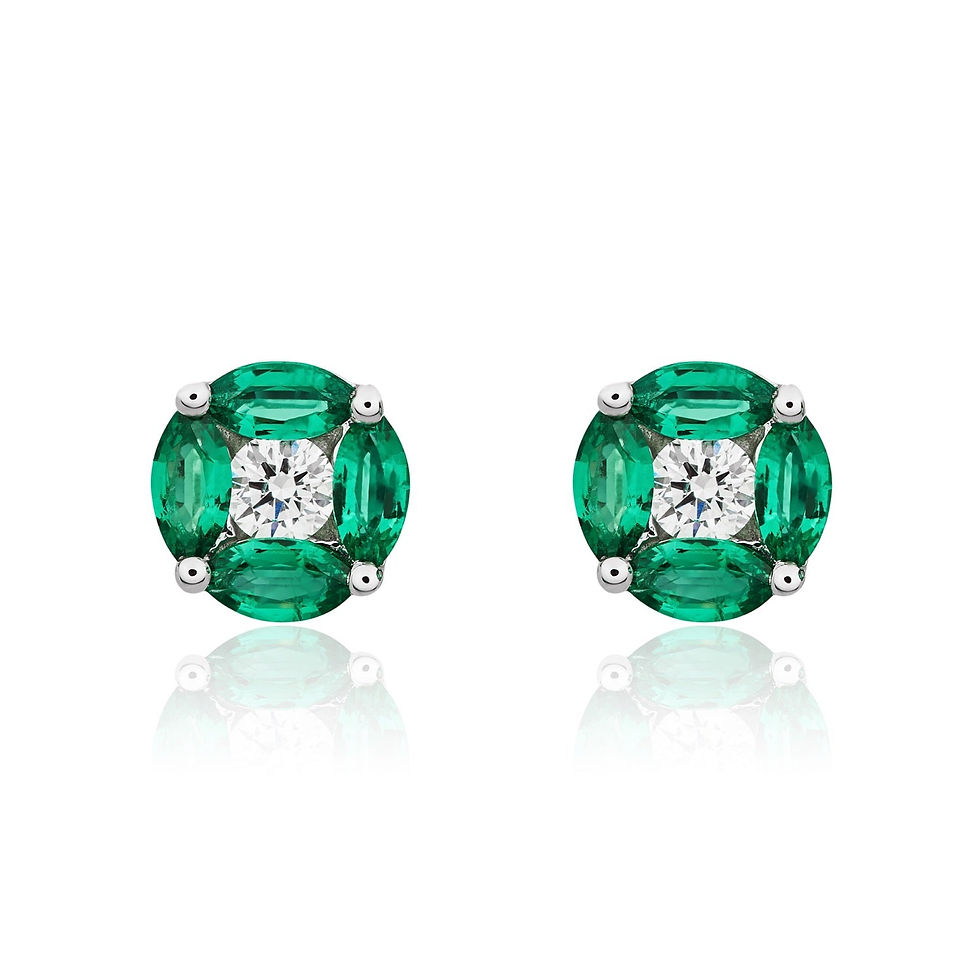 18CT White Gold Marquise Emerald & Diamond Cluster Earrings 6.4mm shown against a neutral background, highlighting its design